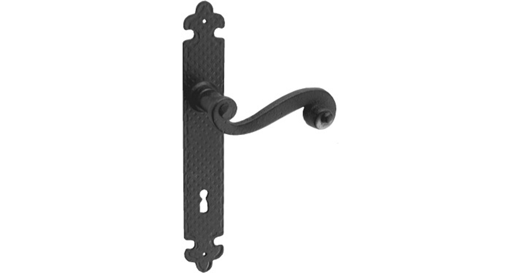 Poignée de porte rustique en style fer forgé, galvanisée et laquée