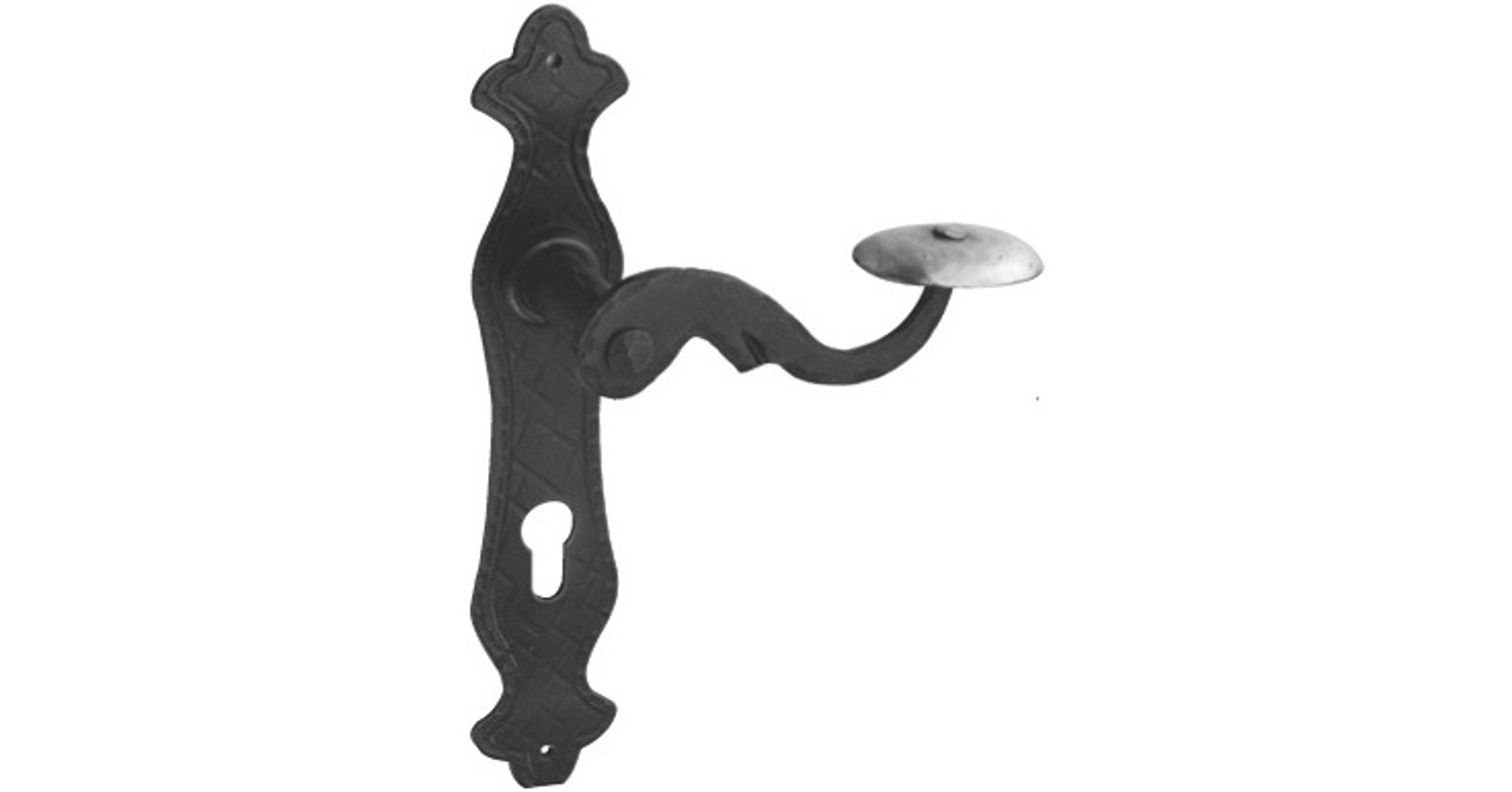 Poignée de porte rustique en style fer forgé, galvanisée et laquée