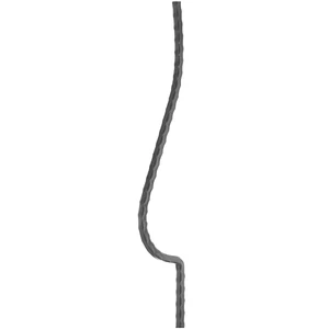 Barreau de balcon, barreau galbé design moderne en fer forgé, profil carré martelé