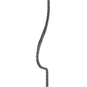 Barreau de balcon, barreau galbé design moderne en fer forgé, profil carré martelé