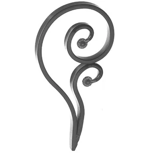 Volute en fer forgé avec extrémités de boule “soleil”