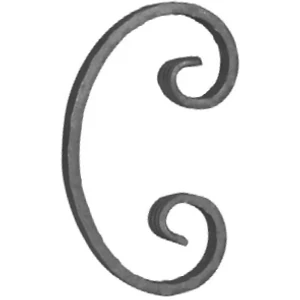 Volute en fer forgé avec bouton décoratif, différentes sections