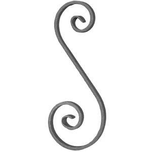 Volute en fer forgé avec bouton décoratif, différentes sections