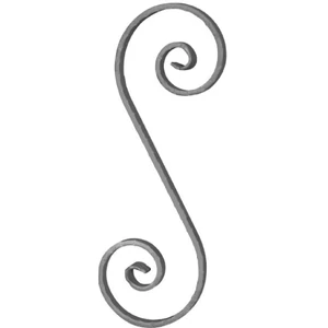 Volute en fer forgé avec bouton décoratif, différentes sections