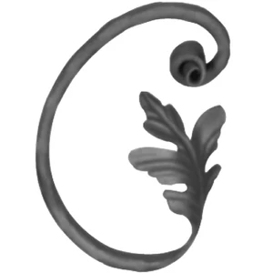 Volute baroque en fer forgé, profil plat martelé
