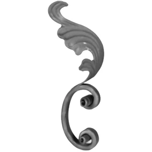 Volute baroque en fer forgé, profil plat martelé