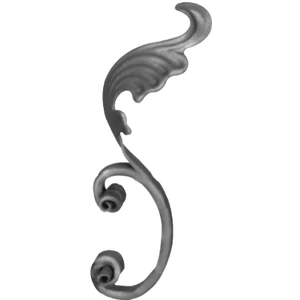 Volute baroque en fer forgé, profil plat martelé