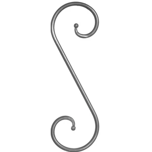 Volute en fer forgé avec extrémités de boule, différentes sections