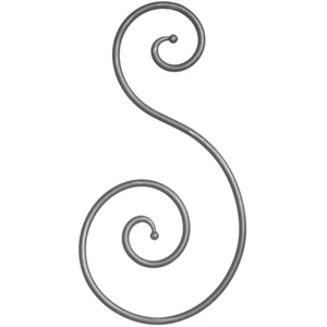 Volute en fer forgé avec extrémités de boule, différentes sections