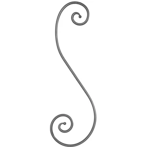 Volute en fer forgé avec extrémités de boule, différentes sections