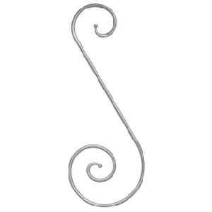 Volute en fer forgé avec extrémités de boule, différentes sections