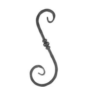 Volute en fer forgé avec bouton décoratif