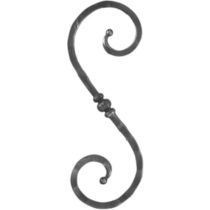 Volute en fer forgé avec bouton décoratif