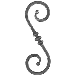 Volute en fer forgé avec bouton décoratif, différentes dimensions