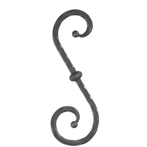 Volute en fer forgé avec bouton décoratif, différentes dimensions