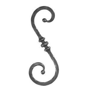 Volute en fer forgé avec bouton décoratif, différentes dimensions