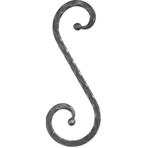 Volute en fer forgé avec bouton décoratif, différentes dimensions et sections