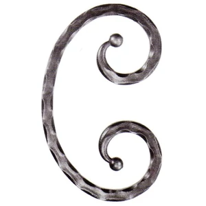 Volute en fer forgé avec extrémités de boule, différentes sections