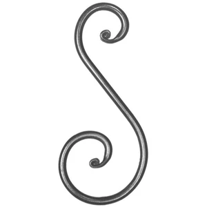 Volute en fer forgé, différentes sections et surfaces