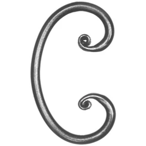 Volute en fer forgé, différentes sections et surfaces