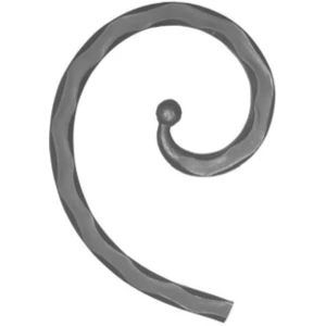 Volute en fer forgé avec extrémités de boule, différentes sections et surfaces