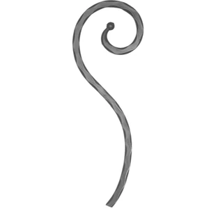 Volute en fer forgé avec extrémités de boule, différentes sections et surfaces