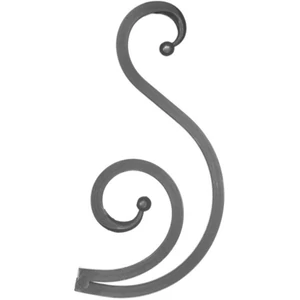 Volute en fer forgé avec extrémités de boule, différentes sections et surfaces