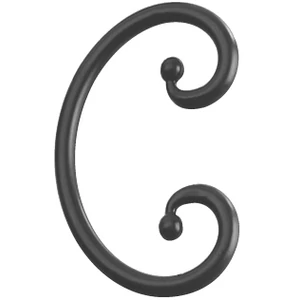 Volute en fer forgé avec extrémités de boule, différentes sections