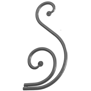 Volute en fer forgé avec extrémités de rosace, différentes sections