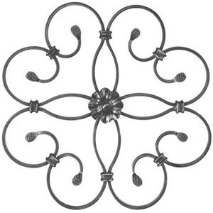Rosace en fer forgé, différentes sections