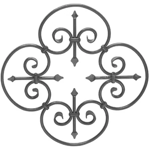 Rosace en fer forgé, différentes sections