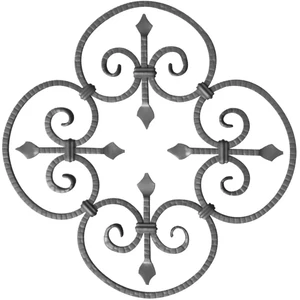 Rosace en fer forgé, différentes sections