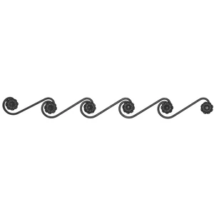 Bordure en fer forgé, profil rond, rosettes sur les deux côtés