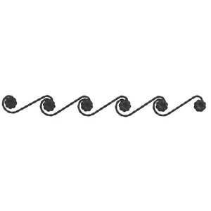Bordure en fer forgé, profil carré torsadé, rosettes sur les deux côtés