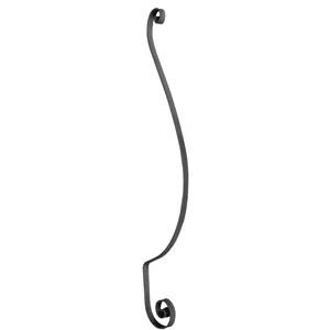 Barreau de balcon, barreau galbé classique en fer forgé, profil plat, différentes sections