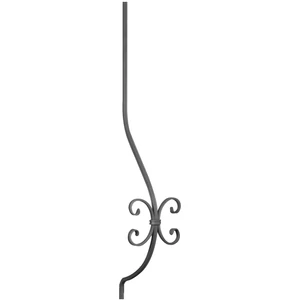 Barreau de balcon, barreau galbé classique en fer forgé, profil carré rayé, différentes hauteurs