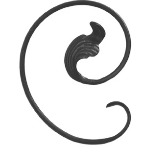 Volute baroque en fer forgé, profil rond