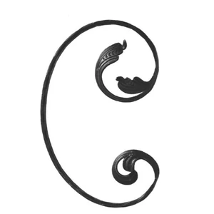 Volute baroque en fer forgé, profil plat martelé