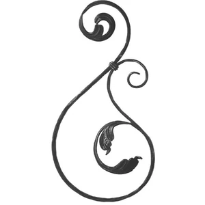Volute baroque en fer forgé, profil plat martelé