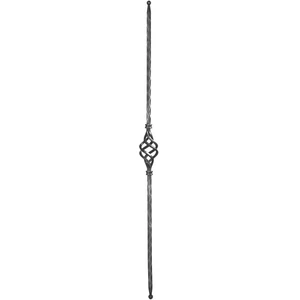 Barreau en fer forgé avec petite boule, profil carré martelé, différentes sections
