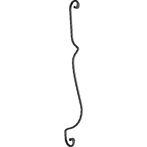 Barreau de balcon, barreau galbé classique en fer forgé, profil carré martelé, différentes sections