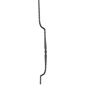 Barreau de balcon, barreau galbé design moderne en fer forgé, profil carré martelé, différentes sections