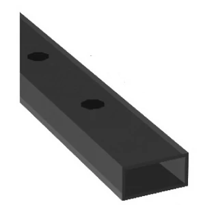 Tube rectangulaire semi-perforé 50x25x2mm, différentes dimensions de trous