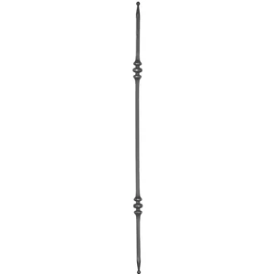 Barreau design moderne en fer forgé, fer de lances sur les deux côtés, profil carré, différentes sections et hauteurs