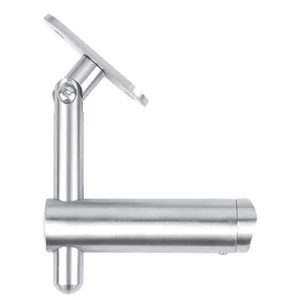 Support de main courante pour tube carré, à fixer sur tube rond, réglable en hauteur, articulé, inox (AISI 304), différentes dimensions