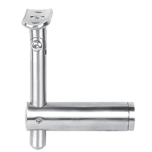 Support de main courante pour tube rond, à fixer sur tube carré, réglable en hauteur, articulé, inox (AISI 304), différentes dimensions