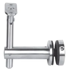 Support de main courante pour tubes ronds et carrés, à fixer sur du verre ou du bois, articulé, réglable en hauteur, inox (AISI 304), différentes dimensions