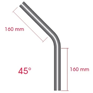 Tube coude à angle 45°, inox (AISI 304)