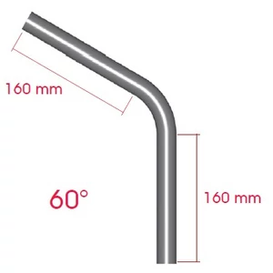 Tube coude à angle 60°, inox (AISI 304)