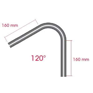 Tube coude à angle 120°, inox (AISI 316)